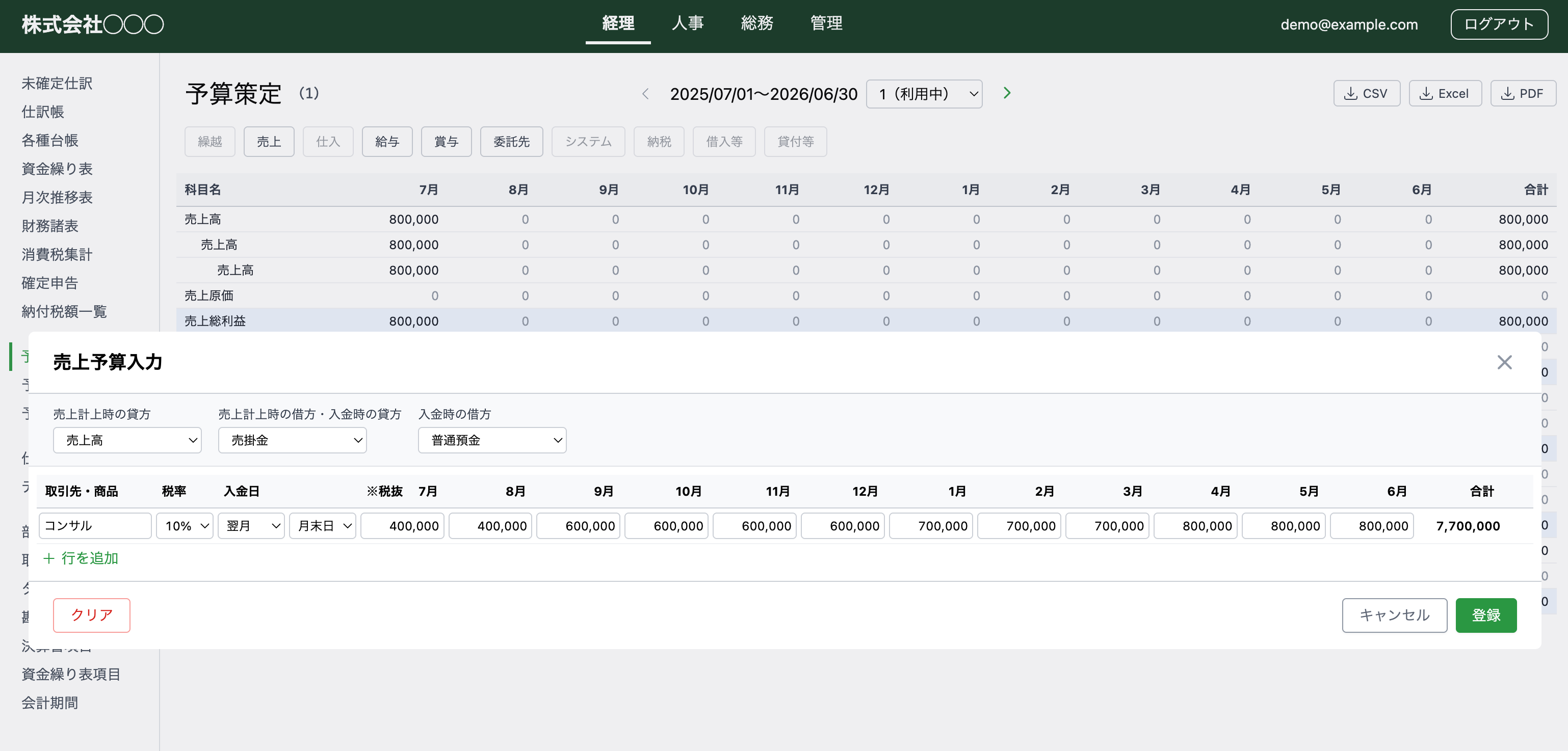 1backoffice 予算策定画面
